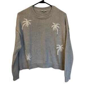 Rails Zoey Palm Tree Sweater Heather Grey Cotton Cashmere Pullover Crewneck M